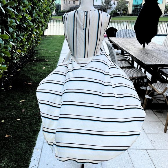 English Factory Dramatic Sleeveless High Low Poplin Striped Shirt M - Picture 9 of 15